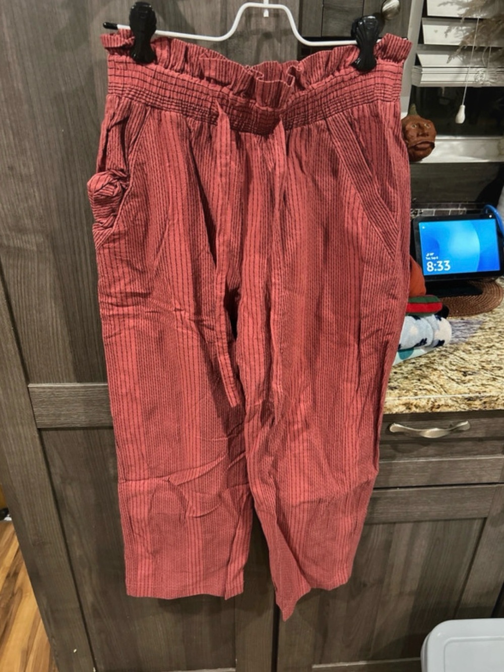 Sienna Sky Rust Corduroy Paperbag Waist Pants